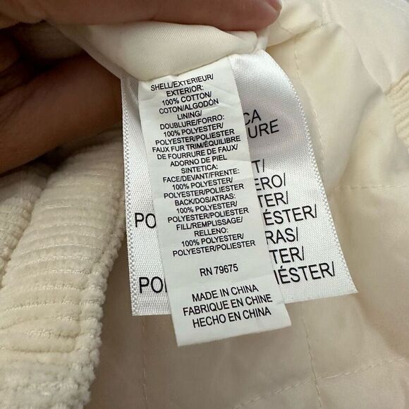 Lucky Brand Womens Corduroy Sherpa Trim Quilt Lined Button Down Coat sz XL‎ NEW - Picture 8 of 11